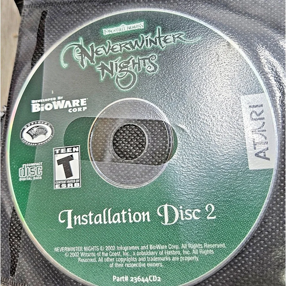 Neverwinter Nights PC Game 2002 3 Discs No Case Tested
